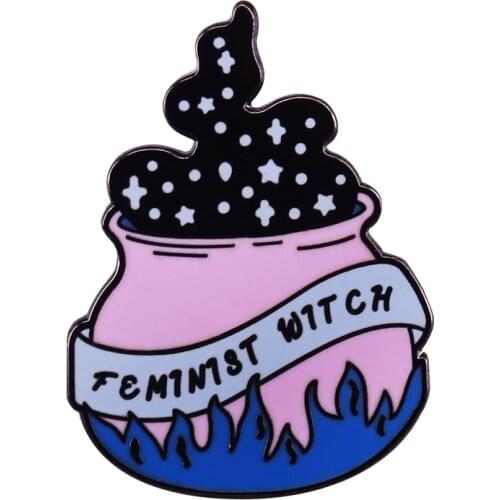 Halloween witch cauldron brooch gifts for women feminist