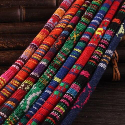 Free Ship 16meters 6mm Round Fabric Cotton Cord Aztec Ethnic Cord Bohemian Rope Wrapped Thread