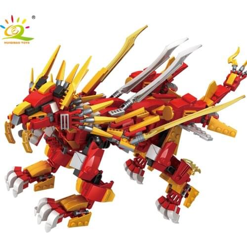 HUIQIBAO 800pcs Mecha Ninja Burning Lion Model Building Blocks Ninja Kai Jie Figure City Bricks Toys For Children