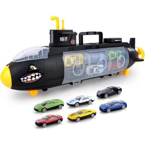 Toy cars Portable shark submarine model car toys for children Storage cassette with 6 alloy cars Birthday Christmas Gifts 6688