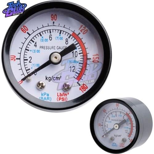 Air Compressor Pneumatic Hydraulic Fluid Pressure Gauge Meter 0-12Bar / 0-180PSI 1/4 BSP 8/4 BSP Pressure Meter Gauge