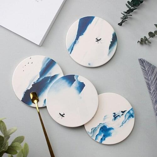 Coaster insulation pad dining table mat kettle mat diatomaceous earth absorbent coaster Chinese style