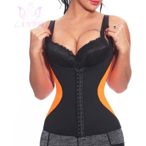 LANFEI Neoprene Waist Trainer Corset Sweat Slimming Vest Weight Loss Body Shaper Workout Tank Top Women Tummy Control Belt Hooks