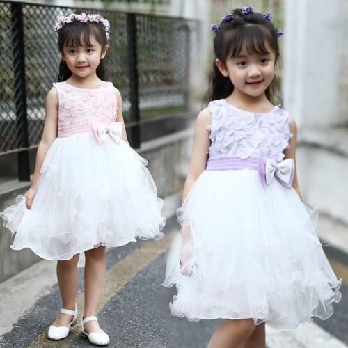 Girl Floral Embroidered Sweet Dress Big Girl Princess Dress Girl Dancing Wedding Dress Summer