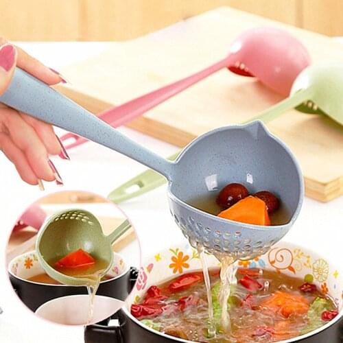 Multifunction Soup Spoon With Filter Plastic Colander Two-in-one Long Handle Large Spoon for Kitchen Gadgets Kitchen Accessories