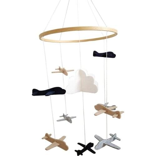 Crib Mobile Airplanes & Cloud Nursery Decoration Grey and White, Navy Blue, Tan Baby Crib Mobile for Boys