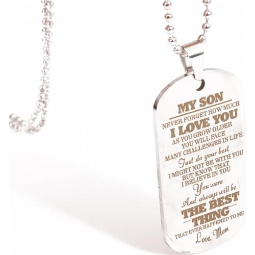 Fashion Pendant Necklace Family Jewelry To My Son Daughter We Love You Love Dad Mom Necklace Military Army Cards