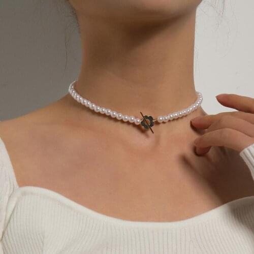 Fashion Black Crystal Bead Clavicle Necklace Simple Ot Buckle Short Flower Necklace for Women Bohemian Female Jewelry Wholesale