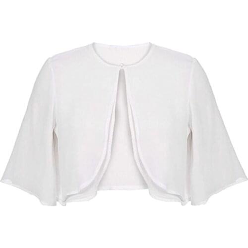 Fashion Womens Half Sleeve Layered Open Front Loose Sheer Bolero Chiffon Shrug Cardigan Top For Wedding Party Dress Cover Up