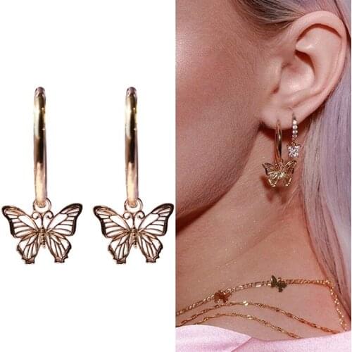 Fashion 2020 Butterfly Stud Earrings Women Scrub Butterfly Earrings Simple Animal Earrings Women Jewelry Accessories