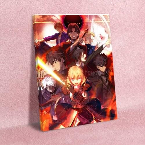 Modular Hd Prints Pictures Home Fate Zero Japan Anime Fire Decoration Painting Red Canvas Poster Frame Wall Art For Living Room