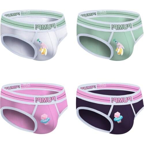 New underwear low waist personalized printing tide mens briefs cotton low waist hip trousers wholesale