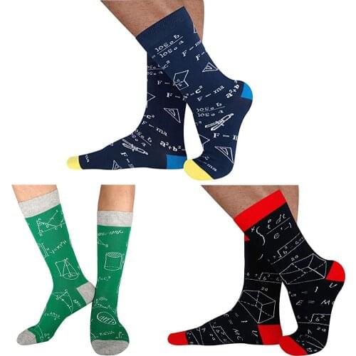 Long Socks With Funny words For Men Women Math Cotton Green Blue Black Red Winter Warm Long Fun Socks Set for Teen Boy Xmas Gift