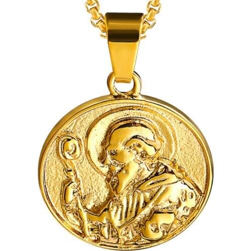 Jesus Christ Round Tag Necklace Men Women Hip Hop Christian Religious Jewelry Stainless Steel Silver/Gold Color Pendant & Chain