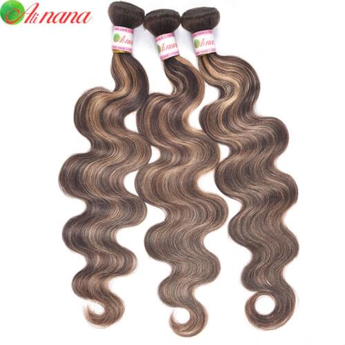 Malaysian Body Wave Bundles 30 Inch Remy Human Hair Bundles Top Quality Piano Ombre Brown With Highlight Color Hair Weave Bundle