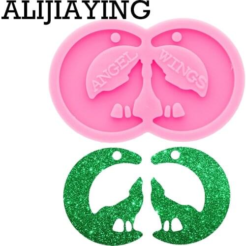 DY0648 Super Glossy Moon with Wolf/Mermaid/Cat/Girl Earrings Silicone Mold Epoxy Craft Molds DIY Resin Crafting Mould