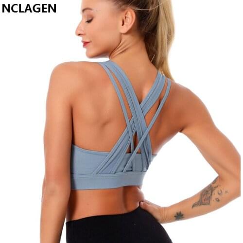 Sport Bra Padded High Support Crop Top Women Push Up Training Solid Yoga Bra Impact Fitness Gym Vest Workout Underwear NCLAGEN
