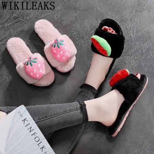 Winter Cute Slippers Women Slides Casual Plush House Slippers Shoes Woman 2020 Fashion Ladies Furry Slides For Women Big Size 42
