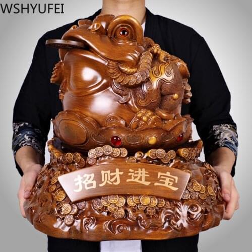 Chinese Style Lucky Toad Money Plate Statue Resin Home Study Office Decoration Crafts Christmas Present Housewarming Gifts