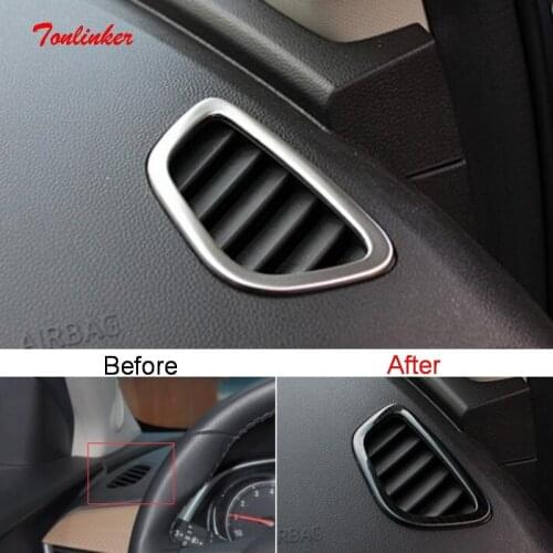 Tonlinker Interior Car Dashboard Outlet Cover Sticker for Chevrolet ONIX 2020 Car Styling 1/2 PCS Stainless steel Cover Stickers
