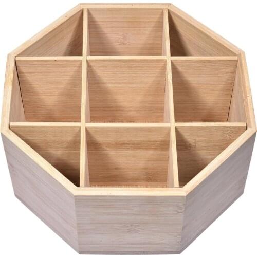 360 Degree Rotating Natural Bamboo Storage Box Jewelry Box Sectional Tray Snack Teabag Container Display Tea Box