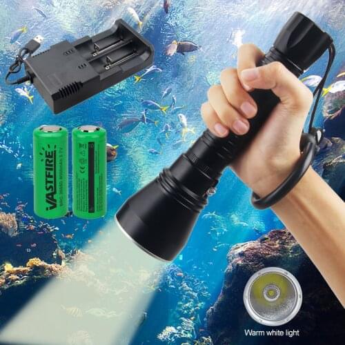 XHP70.2 LED Diving Flashlight Warm White Light Diving Torch Waterproof Spearfishing Lamp Underwater Lanterna