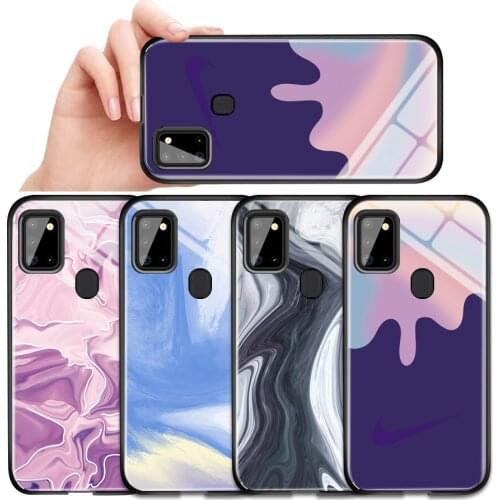 Luxury Watercolor Painting Glass Protect Hard TPU Phone Case For Samsung A12 A42 A31 A51 A71 A11 A01 A10 A20 A30 A50 A70 A6 A7