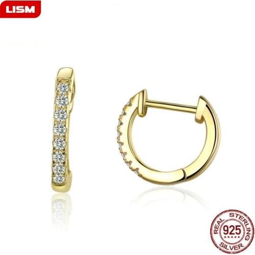 New Classical Authentic 100% 925 Sterling Silver Circle Gold Hoop Earrings for Women Fashion Fine Jewelry Earrings Gift