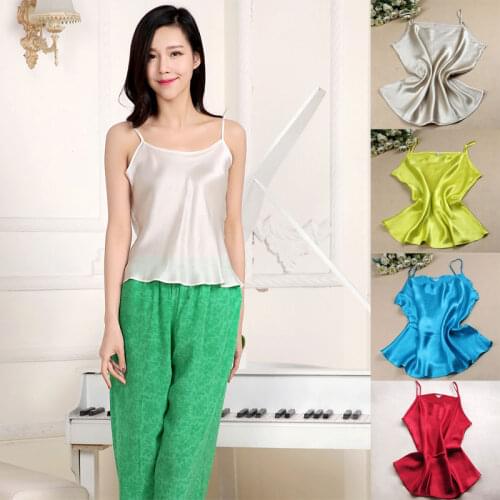 2015 silk spaghetti strap vest female mulberry silk top all-match basic spaghetti strap top
