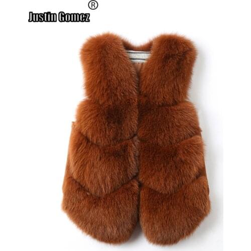 Plus Size Women Natural Fox Fur Vests New Lauching Female Sleeveless Real Fur Gilets Dropshipping