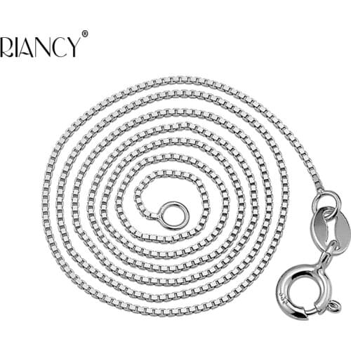 Pure Silver Necklace For Women Classic S925 Sterling Silver Box Chain Fashion Silver Color Chain