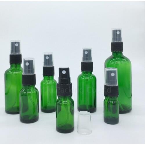 100PCS Green Glass Empty Perfume Spray Bottle 5ml 10ml 15ml 20ml 30ml 50ml 100ml Fine Mist Atomizer Refillable Bottles Vial