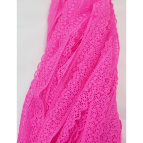 100 Yards 17mm Width Hot Pink Elastic Stretch Lace Trim Headband/garment/clothes Elastic Lace CC08
