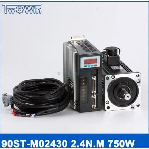 90ST-M02430 220V 750W AC Servo motor 3000RPM 2.4 N.M. 0.75KW servomotor Single-Phase ac drive permanent magnet Matched Driver