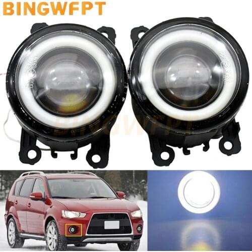 2 X Car LED Fog Light Assembly Angel Eye Daytime Running Light DRL H11 For Mitsubishi Outlander XL 2007-2013