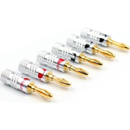 6pcs/3pair Nakamichi BANANA PLUG 24K Gold-plated 4MM Banana Connector with Screw Lock For Audio Jack Speaker Plugs Black&Red