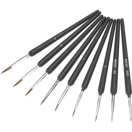 9pcs Detail Fine Paint Brush Kit Nail Miniature Delineating Paint Brushes Qualtiy Weasel Hair For DIY Oil Watercolor Painting