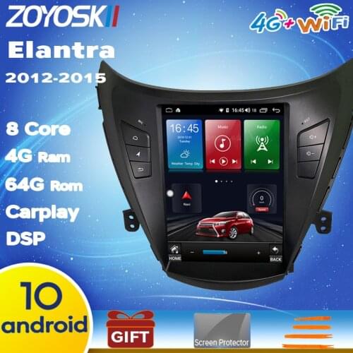 Android 9.0 10.4 inch vetical screen car gps multimedia navigation player for Hyundai ELANTRA 2012-2013 carplay