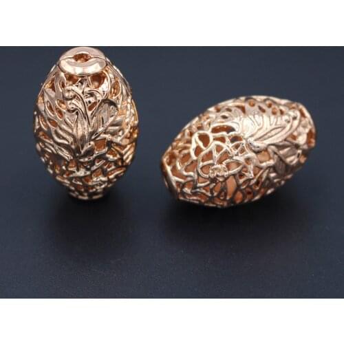 10pcs Nigerian Dubai Gold Metal Spacer Beads Hole 2.7mm Hollow Drum Beading DIY Jewelry Findings for Men Women Bracelet Making