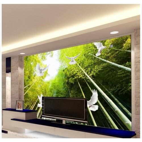 Home Decoration 3d murals wallpaper for living room Bamboo backdrop scenery pigeon photo 3d wallpaper