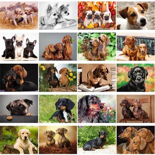 DIY 5D Diamond Painting Dog Diamond Embroidery Cute Dachshund Dogs Animal Mosaic Cross Stitch Full Round Rhinestone Decor Home