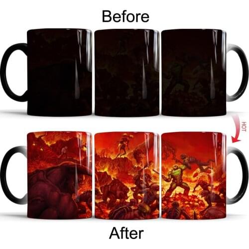 DOOM Game Color Changing Coffee Mugs Tea Ceramic Cup Friends Gift