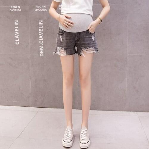 Korean Version of Pregnant Womens Denim Shorts Summer Loose thin Lashion Casual Belly Lift Denim Tide mom Shorts