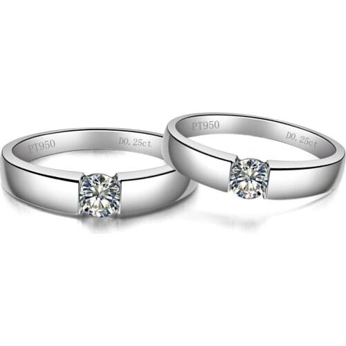 Elegant Real Love 0.5 carat Couple Rings Wedding Rings Engagement Rings Mens Ladys 925 Sterling Silver Ring