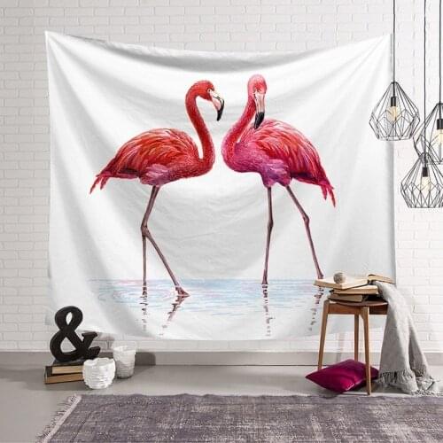 Flamingo tapestry pink girl heart bedroom decoration fabric wall background background fabric home furnishing fabric 95*73cm