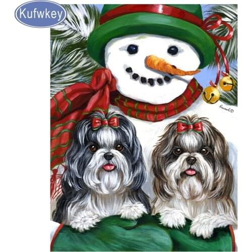 Full square/round 5d diy diamond rhinestone painting Shih Tzu snowman Cross Stitch diamond mosaic animal diamond embroidery dog