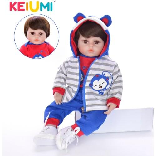 KEIUMI Hot 18 Inch Reborn Baby Dolls Soft Silicone Boneca Reborn Menino Toy Stuffed Body Doll Fashion Birthday Surprise