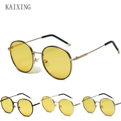 KAIXING Classic Brand Sun Glasses Men Women Polarized Night Vision Goggles Anti-blue Yellow Lens Round Sunglasses UV Protect