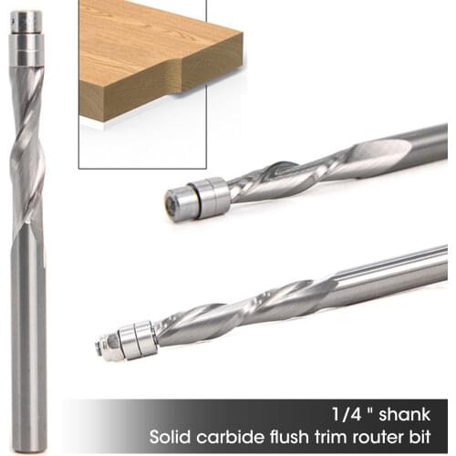 1/4 Shank End Mill Carbide Profile Trimming Cutter Head With Bearing Spiral Upcut/Downcut