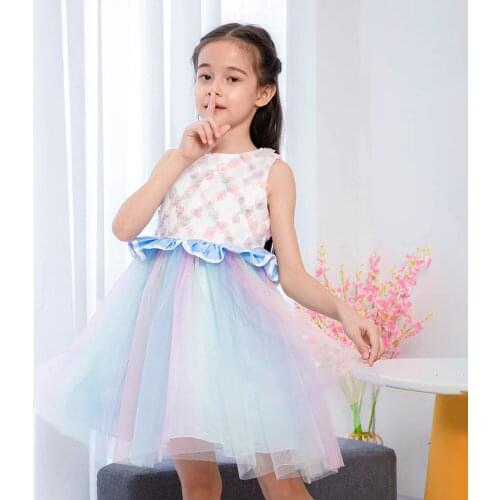 Summer Colorful Bridesmaid Girl Dresses Elegant Party Wedding Princess Dress Piano Ceremony Bridesmaid Kids Clothes 8 10 Costume
